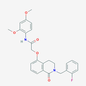 molecular formula C26H25FN2O5 B2675215 N-(2,4-二甲氧基苯基)-2-[[2-[(2-氟苯基)甲基]-1-氧代-3,4-二氢异喹啉-5-基]氧基]乙酰胺 CAS No. 850907-20-9