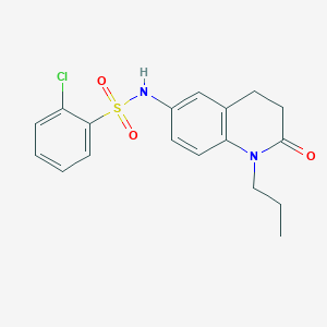 molecular formula C18H19ClN2O3S B2675220 2-氯-N-(2-氧代-1-丙基-1,2,3,4-四氢喹啉-6-基)苯磺酰胺 CAS No. 946221-32-5