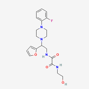 molecular formula C20H25FN4O4 B2675221 N1-(2-(4-(2-fluorophenyl)piperazin-1-yl)-2-(furan-2-yl)ethyl)-N2-(2-hydroxyethyl)oxalamide CAS No. 877632-96-7
