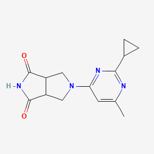 molecular formula C14H16N4O2 B2675224 5-(2-Cyclopropyl-6-methylpyrimidin-4-yl)-3a,4,6,6a-tetrahydropyrrolo[3,4-c]pyrrole-1,3-dione CAS No. 2415491-99-3