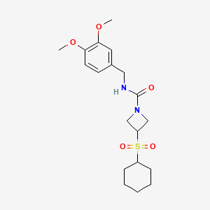 molecular formula C19H28N2O5S B2675227 3-(环己基磺酰基)-N-(3,4-二甲氧基苯基甲基)氮杂环丁烷-1-甲酰胺 CAS No. 1797017-88-9