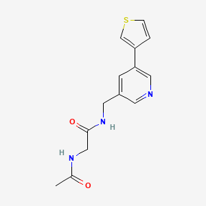 molecular formula C14H15N3O2S B2675231 2-acetamido-N-((5-(thiophen-3-yl)pyridin-3-yl)methyl)acetamide CAS No. 1798638-44-4