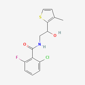 molecular formula C14H13ClFNO2S B2675241 2-chloro-6-fluoro-N-(2-hydroxy-2-(3-methylthiophen-2-yl)ethyl)benzamide CAS No. 1351622-54-2