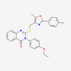 molecular formula C28H25N3O3S B2675268 3-(4-ethoxyphenyl)-2-(((5-methyl-2-(p-tolyl)oxazol-4-yl)methyl)thio)quinazolin-4(3H)-one CAS No. 1114647-30-1