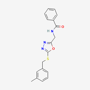 molecular formula C18H17N3O2S B2675273 N-((5-((3-methylbenzyl)thio)-1,3,4-oxadiazol-2-yl)methyl)benzamide CAS No. 941948-62-5