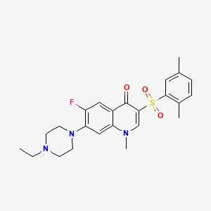 molecular formula C24H28FN3O3S B2675285 3-((2,5-dimethylphenyl)sulfonyl)-7-(4-ethylpiperazin-1-yl)-6-fluoro-1-methylquinolin-4(1H)-one CAS No. 892780-22-2
