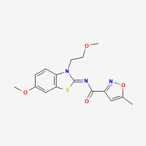 molecular formula C16H17N3O4S B2675286 (E)-N-(6-methoxy-3-(2-methoxyethyl)benzo[d]thiazol-2(3H)-ylidene)-5-methylisoxazole-3-carboxamide CAS No. 941954-44-5