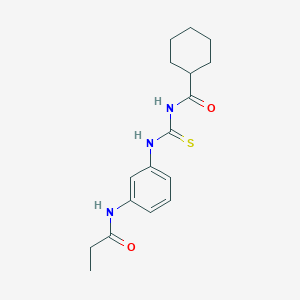 molecular formula C17H23N3O2S B267529 N-{[3-(propanoylamino)phenyl]carbamothioyl}cyclohexanecarboxamide 