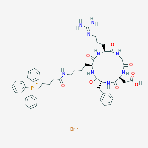 molecular formula C50H63BrN9O8P B2675292 [5-[4-[(2S,5S,11S,14R)-14-Benzyl-11-(carboxymethyl)-5-[3-(diaminomethylideneamino)propyl]-3,6,9,12,15-pentaoxo-1,4,7,10,13-pentazacyclopentadec-2-yl]butylamino]-5-oxopentyl]-triphenylphosphanium;bromide CAS No. 1926210-57-2