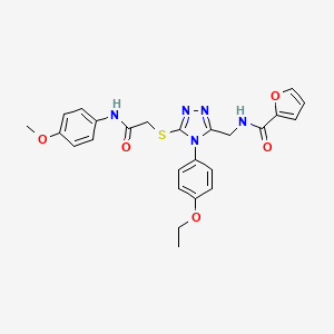 molecular formula C25H25N5O5S B2675297 N-[[4-(4-乙氧苯基)-5-[2-(4-甲氧基苯胺基)-2-氧乙基]硫代-1,2,4-三唑-3-基]甲基]呋喃-2-羧酰胺 CAS No. 310450-75-0