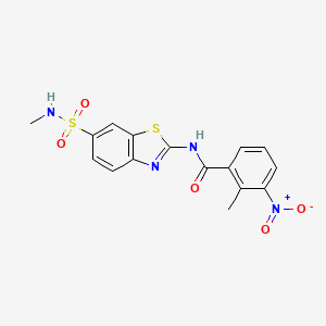 molecular formula C16H14N4O5S2 B2675311 2-methyl-N-[6-(methylsulfamoyl)-1,3-benzothiazol-2-yl]-3-nitrobenzamide CAS No. 865592-03-6