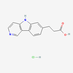 molecular formula C14H13ClN2O2 B2675313 3-(5H-Pyrido[4,3-b]indol-7-yl)propanoic acid;hydrochloride CAS No. 2413878-11-0