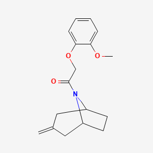 molecular formula C17H21NO3 B2675316 2-(2-methoxyphenoxy)-1-((1R,5S)-3-methylene-8-azabicyclo[3.2.1]octan-8-yl)ethan-1-one CAS No. 2310140-92-0