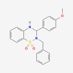 molecular formula C21H20N2O3S B2675326 2-(4-Methoxyphenyl)-3-benzyl-1,2,3-trihydro-4-thiaquinazoline-4,4-dione CAS No. 663167-22-4