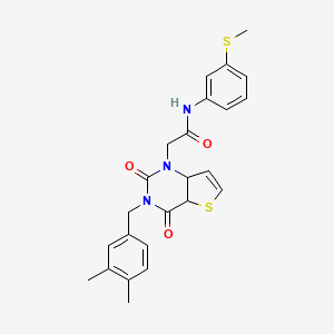 molecular formula C24H23N3O3S2 B2675328 2-{3-[(3,4-二甲基苯基)甲基]-2,4-二氧代-1H,2H,3H,4H-噻吩[3,2-d]嘧啶-1-基}-N-[3-(甲硫基)苯基]乙酰胺 CAS No. 1252822-40-4