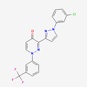 molecular formula C20H12ClF3N4O B2675334 3-[1-(3-氯苯基)-1H-吡唑-3-基]-1-[3-(三氟甲基)苯基]-4(1H)-吡啶并酮 CAS No. 318498-04-3