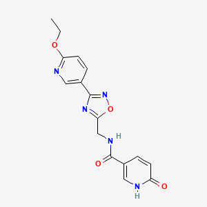 molecular formula C16H15N5O4 B2675336 N-((3-(6-ethoxypyridin-3-yl)-1,2,4-oxadiazol-5-yl)methyl)-6-oxo-1,6-dihydropyridine-3-carboxamide CAS No. 2034322-23-9