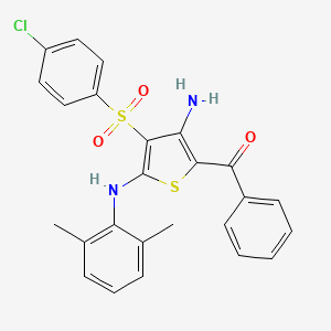 molecular formula C25H21ClN2O3S2 B2675344 [3-氨基-4-(4-氯苯基)磺酰-5-(2,6-二甲基苯胺基)噻吩-2-基]-苯甲酮 CAS No. 866865-86-3