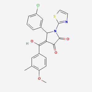 molecular formula C22H17ClN2O4S B2675373 5-(3-chlorophenyl)-3-hydroxy-4-(4-methoxy-3-methylbenzoyl)-1-(thiazol-2-yl)-1H-pyrrol-2(5H)-one CAS No. 636987-83-2