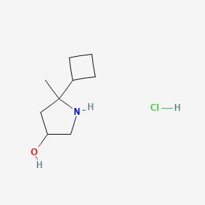 molecular formula C9H18ClNO B2675374 5-环丁基-5-甲基吡咯烷-3-醇；盐酸盐 CAS No. 1896454-15-1