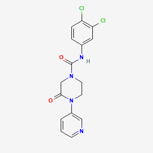 molecular formula C16H14Cl2N4O2 B2675387 N-(3,4-Dichlorophenyl)-3-oxo-4-pyridin-3-ylpiperazine-1-carboxamide CAS No. 2320469-19-8