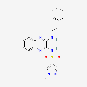molecular formula C20H24N6O2S B2675395 N-(3-((2-(环己-1-烯-1-基)乙基)氨基)喹喔啉-2-基)-1-甲基-1H-吡唑-4-磺酰胺 CAS No. 2034340-16-2