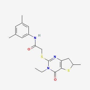 molecular formula C19H23N3O2S2 B2675403 N-(3,5-二甲基苯基)-2-[(3-乙基-6-甲基-4-氧代-6,7-二氢噻吩[3,2-d]嘧啶-2-基)硫代]乙酰胺 CAS No. 851409-42-2