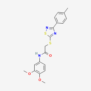 molecular formula C19H19N3O3S2 B2675415 N-(3,4-二甲氧基苯基)-2-((3-(对甲苯基)-1,2,4-噻二唑-5-基)硫代)乙酰胺 CAS No. 864917-30-6