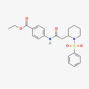 Ethyl 4-(2-(1-(phenylsulfonyl)piperidin-2-yl)acetamido)benzoate