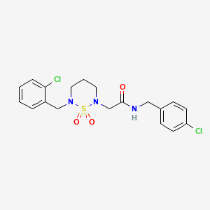 molecular formula C19H21Cl2N3O3S B2675448 N-(4-氯苯甲基)-2-(6-(2-氯苯甲基)-1,1-二氧代-1,2,6-噻二唑环丙烷-2-基)乙酰胺 CAS No. 946370-54-3