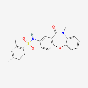 molecular formula C22H20N2O4S B2675453 2,4-二甲基-N-(10-甲基-11-氧代-10,11-二氢二苯并[b,f][1,4]噁氮杂环庚-2-基)苯磺酰胺 CAS No. 922061-52-7