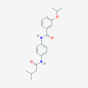 molecular formula C21H26N2O3 B267547 3-isopropoxy-N-{4-[(3-methylbutanoyl)amino]phenyl}benzamide 