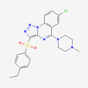 molecular formula C22H23ClN6O2S B2675480 7-Chloro-3-[(4-ethylphenyl)sulfonyl]-5-(4-methylpiperazin-1-yl)[1,2,3]triazolo[1,5-a]quinazoline CAS No. 904581-83-5