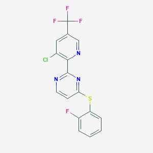 2-[3-Chloro-5-(trifluoromethyl)pyridin-2-yl]-4-[(2-fluorophenyl)sulfanyl]pyrimidine