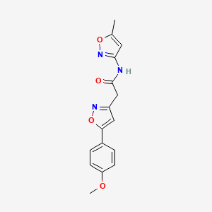 molecular formula C16H15N3O4 B2675506 2-(5-(4-methoxyphenyl)isoxazol-3-yl)-N-(5-methylisoxazol-3-yl)acetamide CAS No. 953157-54-5