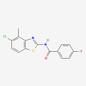 molecular formula C15H10ClFN2OS B2675516 N-(5-chloro-4-methyl-1,3-benzothiazol-2-yl)-4-fluorobenzamide CAS No. 868230-35-7
