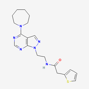 molecular formula C19H24N6OS B2675534 N-(2-(4-(氢氧辛-1-基)-1H-吡唑并[3,4-d]嘧啶-1-基)乙基)-2-(噻吩-2-基)乙酰胺 CAS No. 1021061-64-2