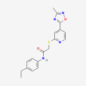 molecular formula C18H18N4O2S B2675539 N-(4-ethylphenyl)-2-((4-(3-methyl-1,2,4-oxadiazol-5-yl)pyridin-2-yl)thio)acetamide CAS No. 1251547-73-5