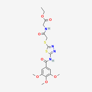 Ethyl 2-(2-((5-(3,4,5-trimethoxybenzamido)-1,3,4-thiadiazol-2-yl)thio)acetamido)acetate