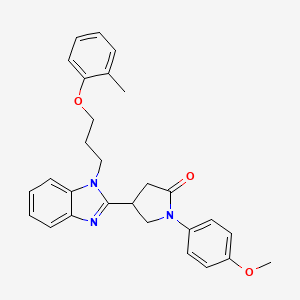 molecular formula C28H29N3O3 B2675543 1-(4-methoxyphenyl)-4-(1-(3-(o-tolyloxy)propyl)-1H-benzo[d]imidazol-2-yl)pyrrolidin-2-one CAS No. 844446-60-2