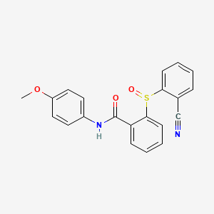 molecular formula C21H16N2O3S B2675567 2-((2-Cyanophenyl)sulfinyl)-N-(4-methoxyphenyl)benzenecarboxamide CAS No. 477710-67-1