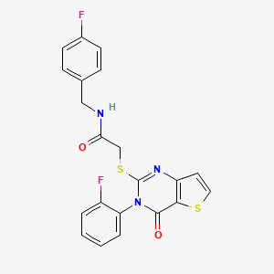 molecular formula C21H15F2N3O2S2 B2675576 N-(4-fluorobenzyl)-2-{[3-(2-fluorophenyl)-4-oxo-3,4-dihydrothieno[3,2-d]pyrimidin-2-yl]sulfanyl}acetamide CAS No. 1260994-37-3