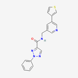 molecular formula C19H15N5OS B2675580 2-phenyl-N-((5-(thiophen-3-yl)pyridin-3-yl)methyl)-2H-1,2,3-triazole-4-carboxamide CAS No. 1705881-94-2