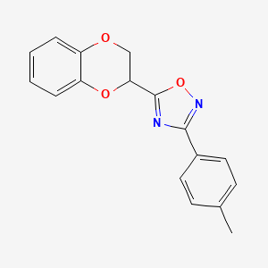 molecular formula C17H14N2O3 B2675602 5-(2,3-Dihydro-1,4-benzodioxin-2-yl)-3-(4-methylphenyl)-1,2,4-oxadiazole CAS No. 951902-67-3