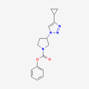 molecular formula C16H18N4O2 B2675609 phenyl 3-(4-cyclopropyl-1H-1,2,3-triazol-1-yl)pyrrolidine-1-carboxylate CAS No. 2034613-34-6