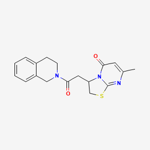 molecular formula C18H19N3O2S B2675613 3-(2-(3,4-dihydroisoquinolin-2(1H)-yl)-2-oxoethyl)-7-methyl-2H-thiazolo[3,2-a]pyrimidin-5(3H)-one CAS No. 946264-03-5