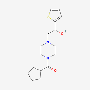 molecular formula C16H24N2O2S B2675617 Cyclopentyl(4-(2-hydroxy-2-(thiophen-2-yl)ethyl)piperazin-1-yl)methanone CAS No. 1396675-33-4
