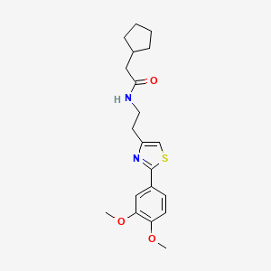 molecular formula C20H26N2O3S B2675618 2-环戊基-N-(2-(2-(3,4-二甲氧基苯基)噻唑-4-基)乙基)乙酰胺 CAS No. 863556-12-1