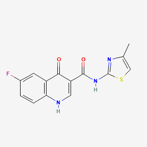 molecular formula C14H10FN3O2S B2675629 6-Fluoro-4-hydroxy-N-(4-methyl-1,3-thiazol-2-yl)quinoline-3-carboxamide CAS No. 951983-77-0