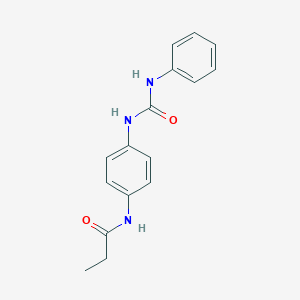 molecular formula C16H17N3O2 B267563 N-{4-[(anilinocarbonyl)amino]phenyl}propanamide 